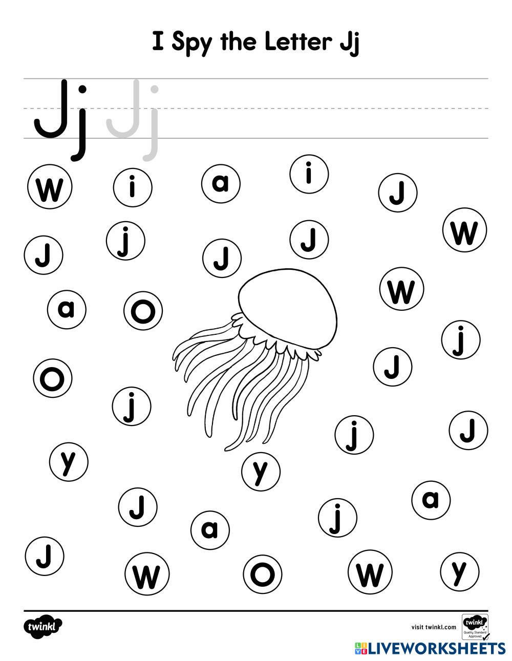 Letter jj live worksheets