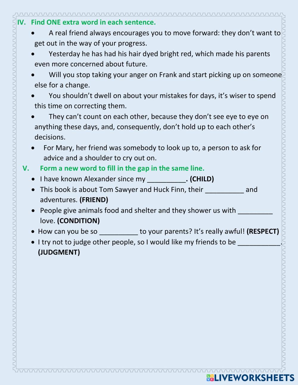 form-9-interpersonal-relationships-progress-test-live-worksheets