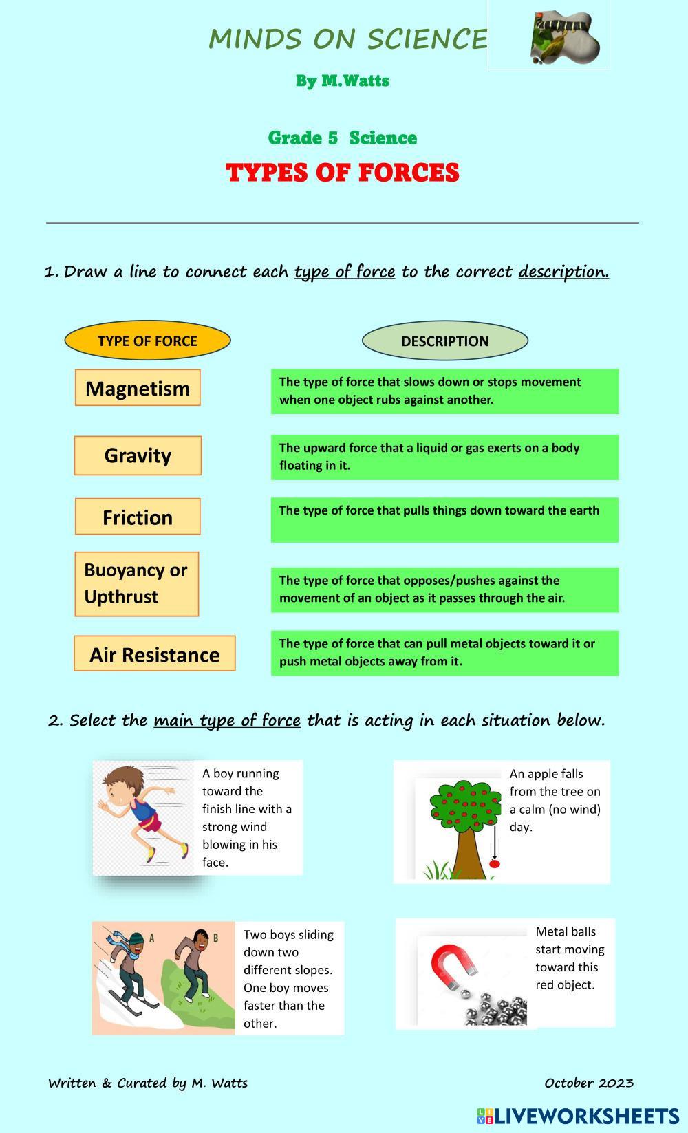 Types Of Forces Worksheet