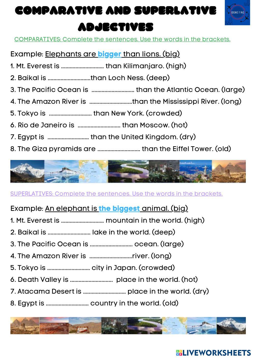 Comparative and superlative adjectives | Live Worksheets