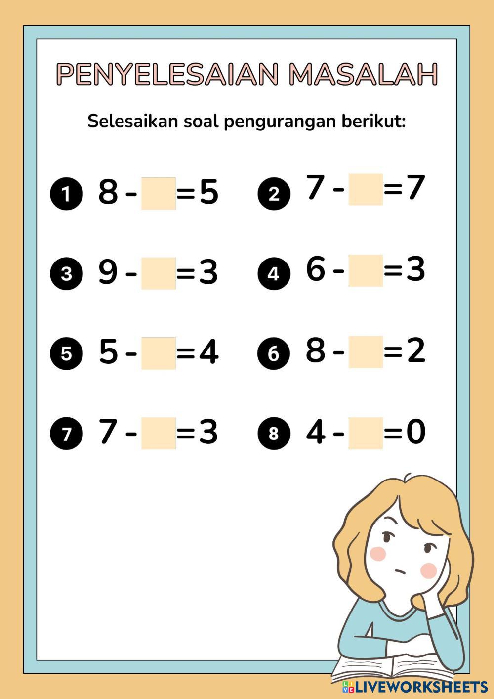 Pengurangan Live Worksheets Pengurangan Live Worksheets