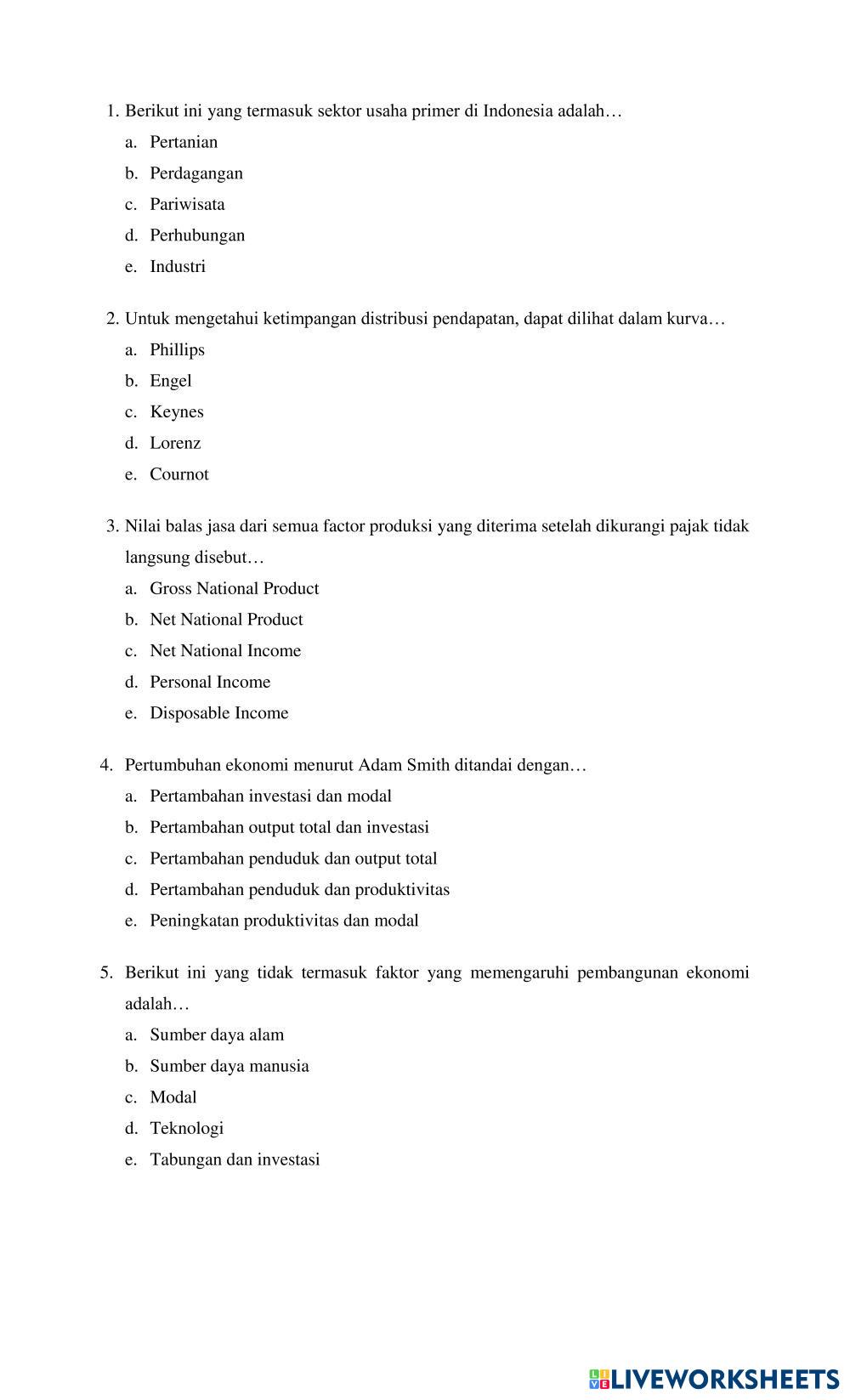 Soal Ekonomi Live Worksheets Soal Ekonomi Live Worksheets
