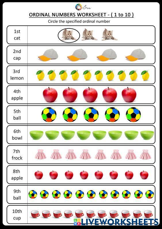 Ordinal Numbers | Live Worksheets