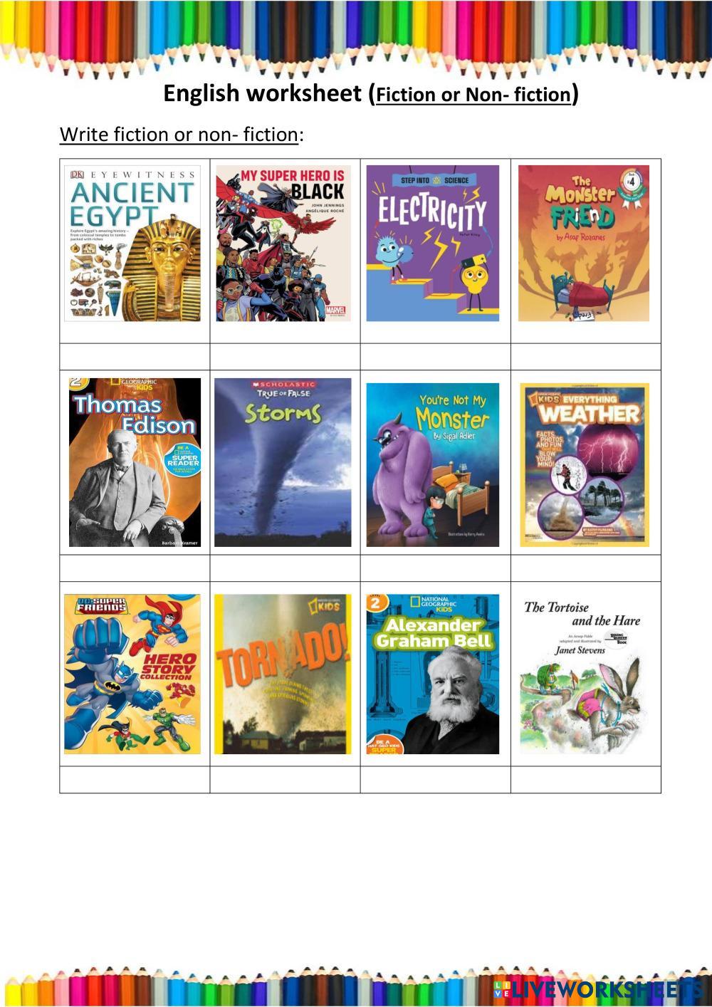 Fiction or Non fiction | Live Worksheets