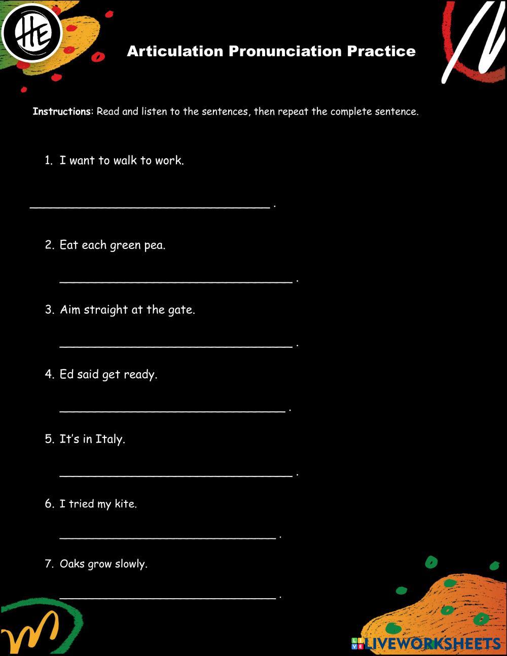 Articulation Pronunciation Practice Live Worksheets articulation-pronunciation-practice-live-worksheets