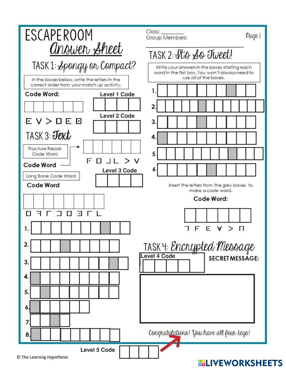 Skeletal System ER Answer Sheet | Live Worksheets