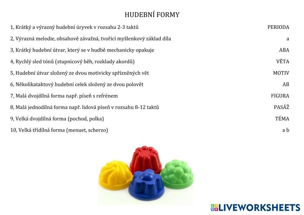 Hudební formy | Live Worksheets