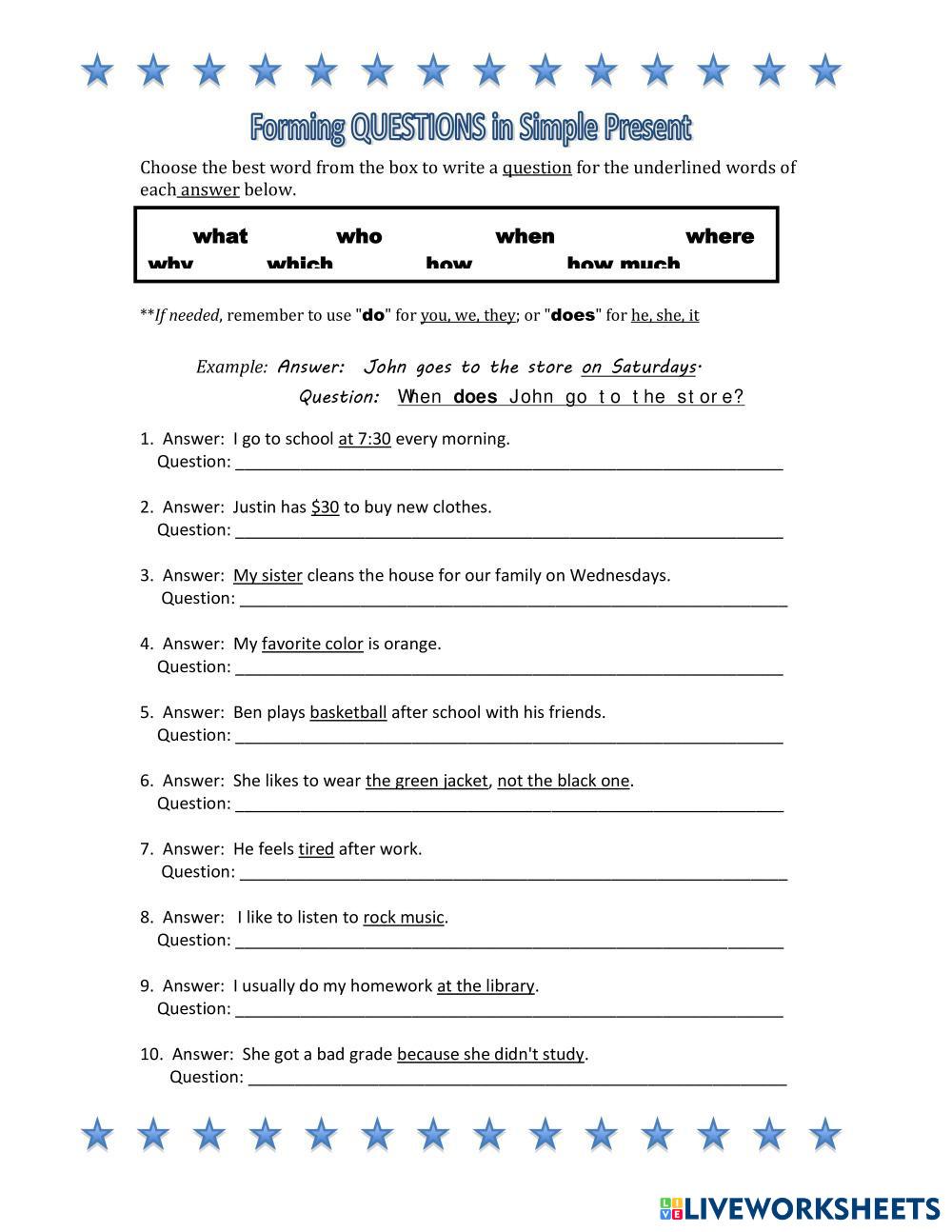 Forming QUESTIONS in the Simple Present Tense 7335049