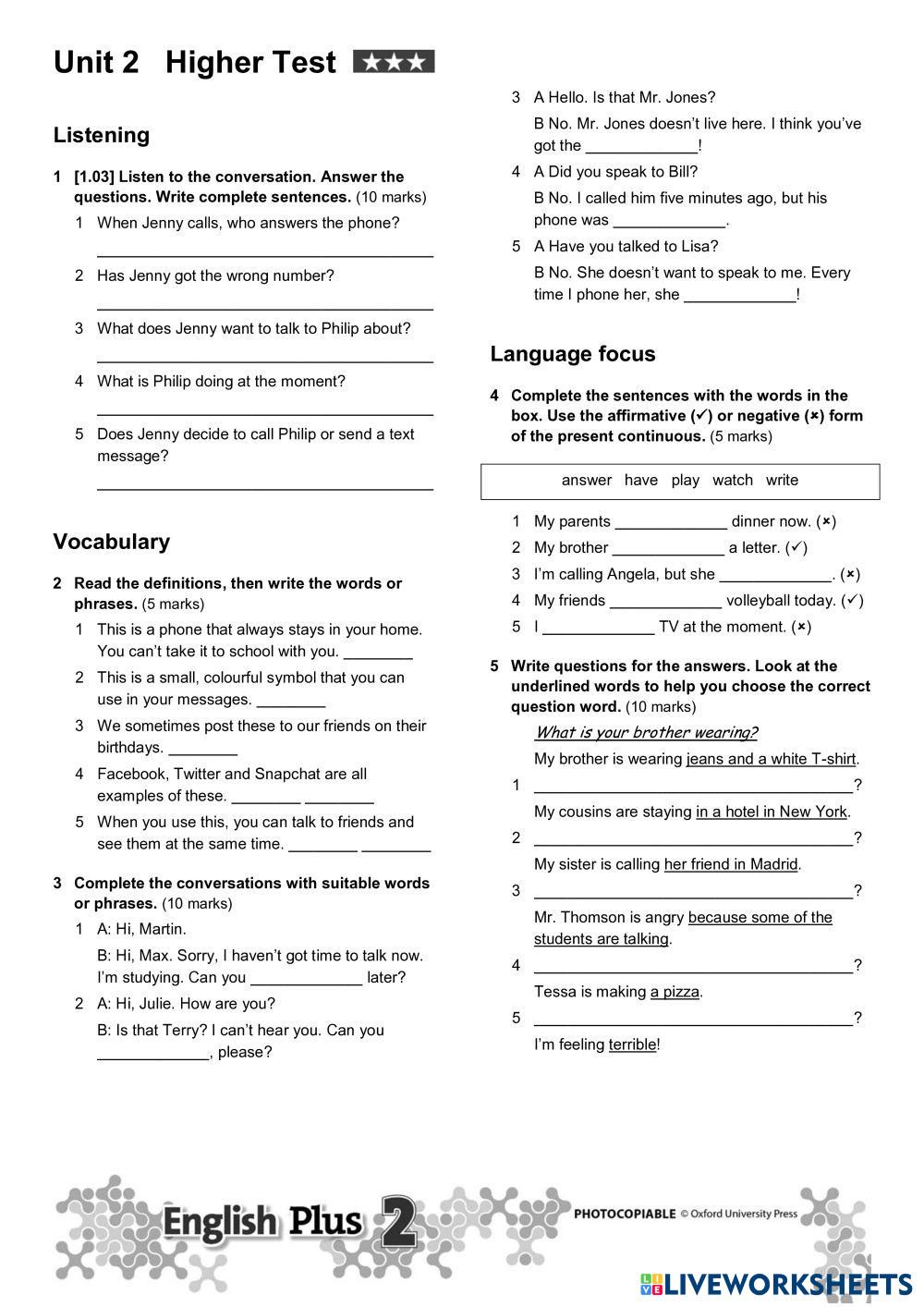 7339444 | 6th form. Test unit 2. | Rita Mozuraitiene