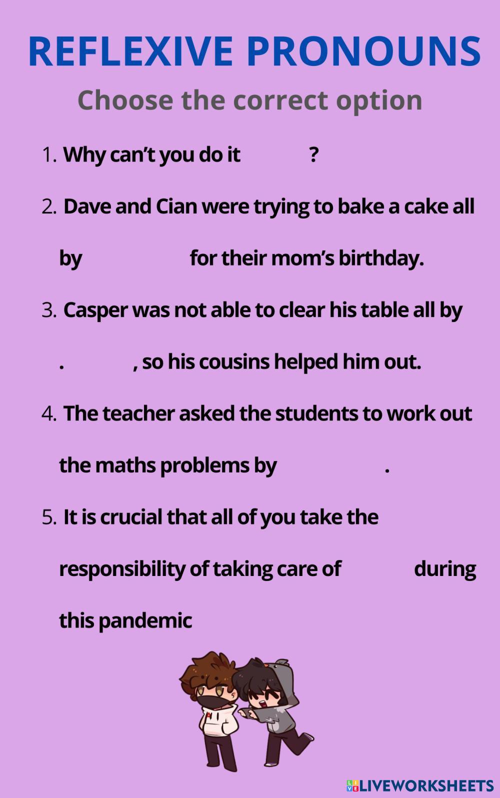 Reflexive Pronouns Live Worksheets