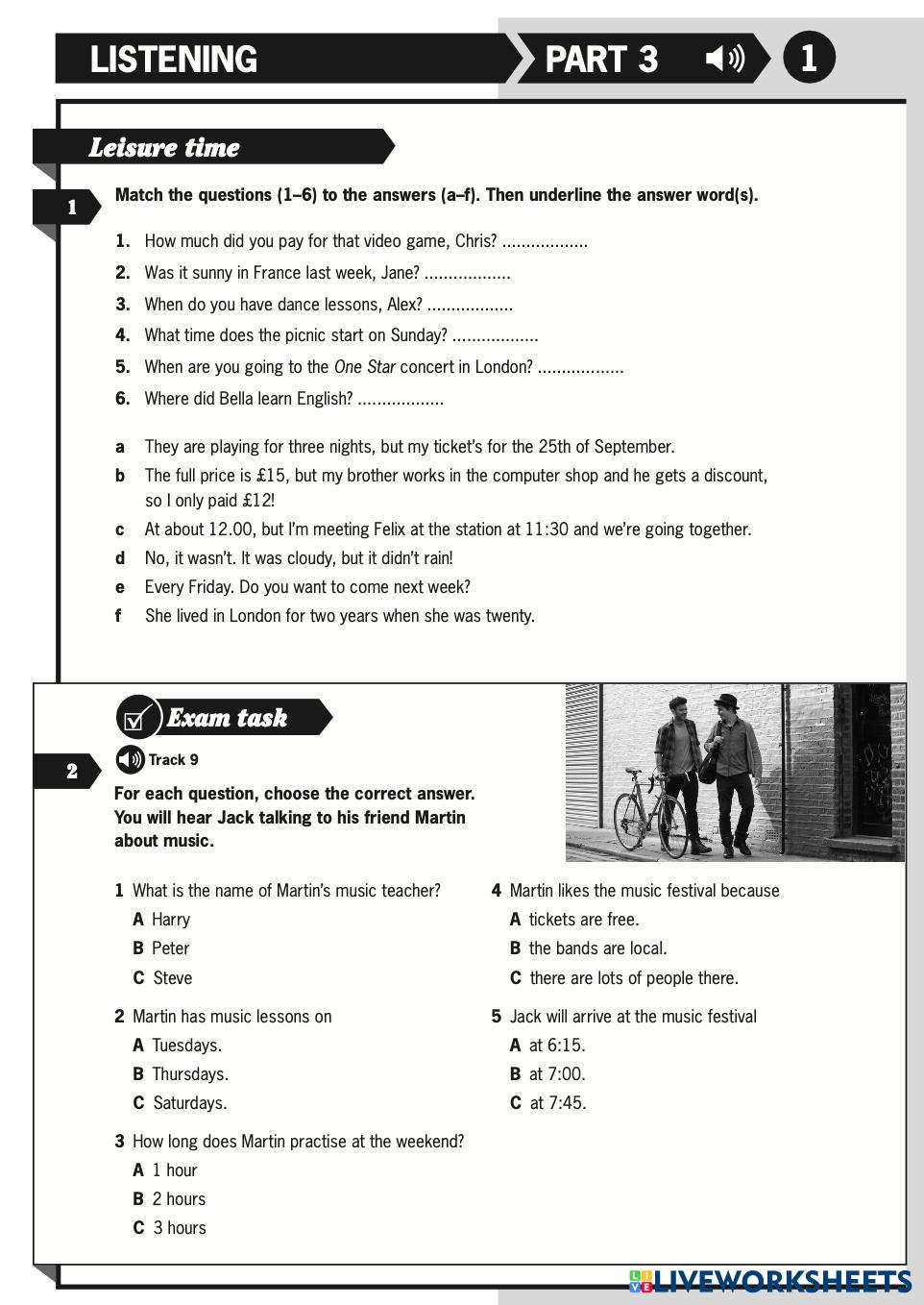 A2 level listening comprehension worksheets free