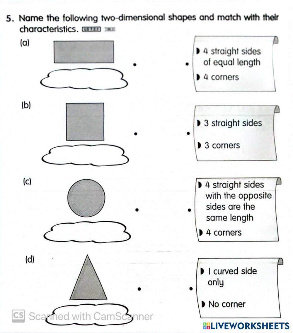 2D Shapes Live Worksheets
