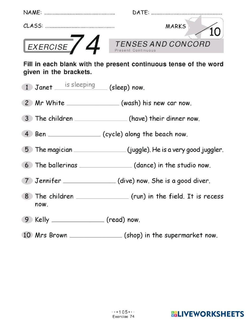 New round up 2 page 19 present continuous live worksheets
