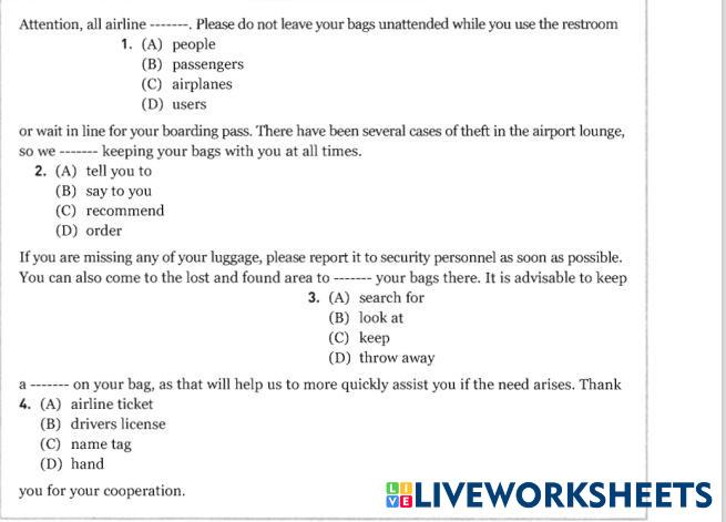 VOLUME 2 UNIT 6 READING PART 6 | Live Worksheets