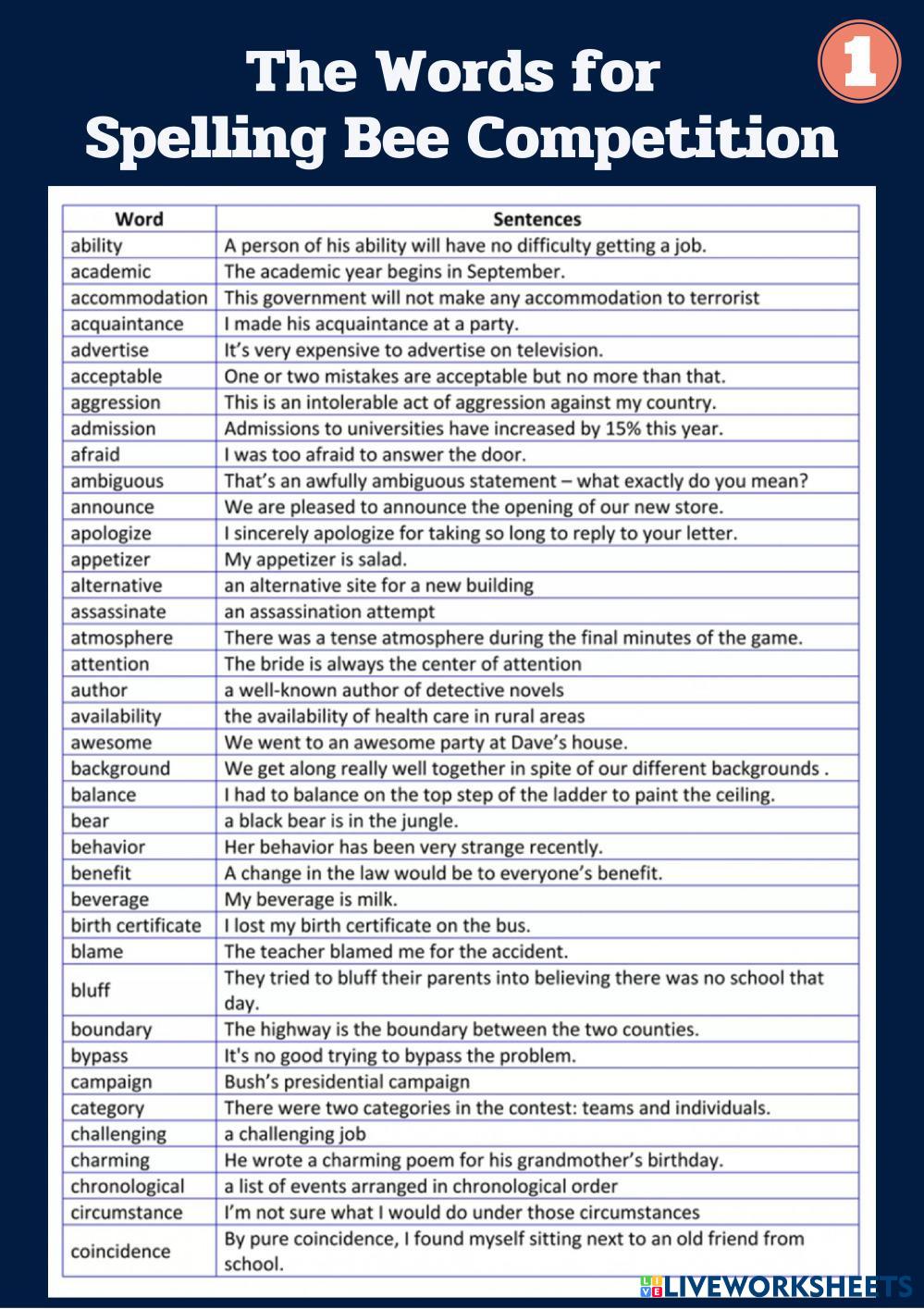 7113408-the-words-for-spelling-bee-competition-2023-i