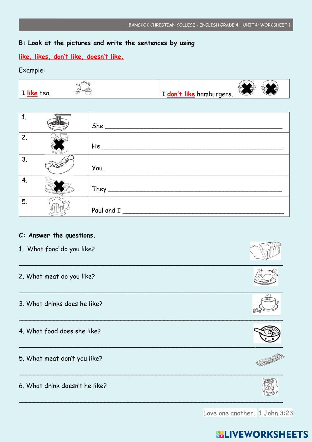 Grade 4 U4WS1 (1st Sem) | Live Worksheets