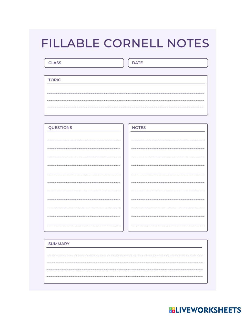Guided note templete Live Worksheets