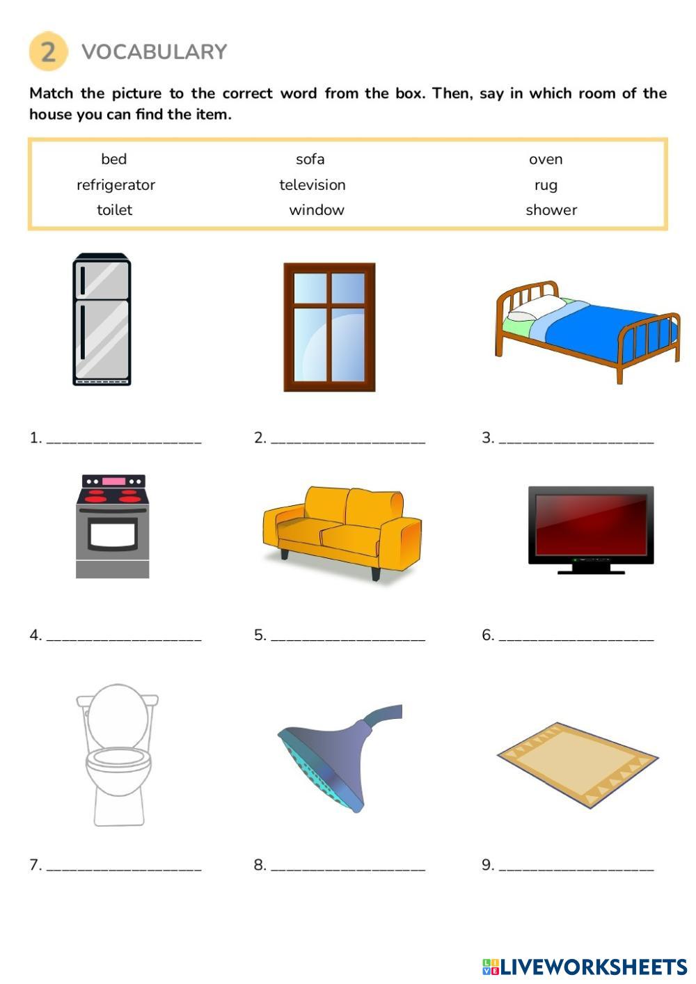 My House Nouns page 0002 Live Worksheets