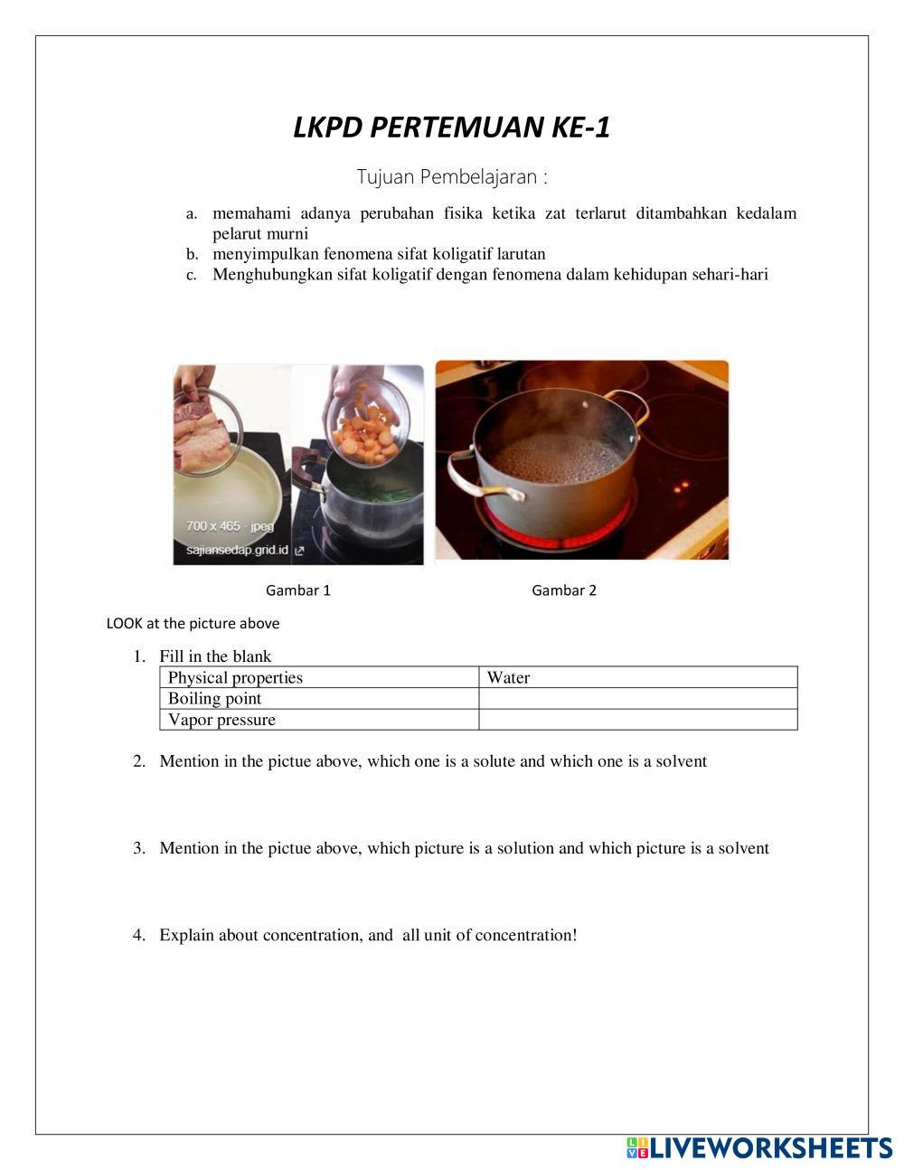 Colligative Properties Smart Worksheet