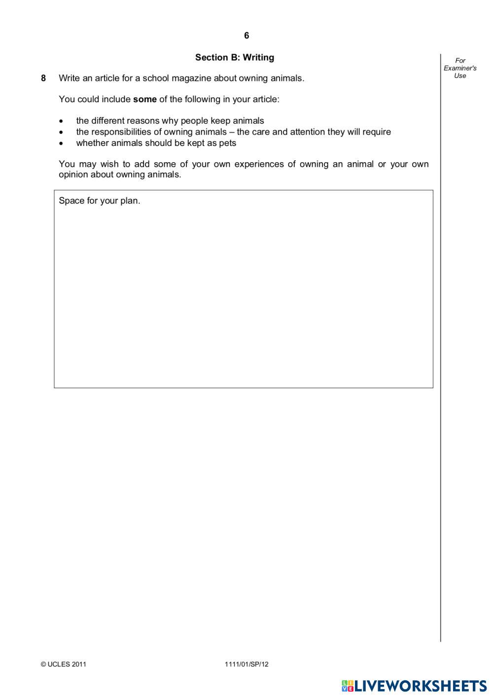 Cambridge secondary checkpoint english specimen 2012