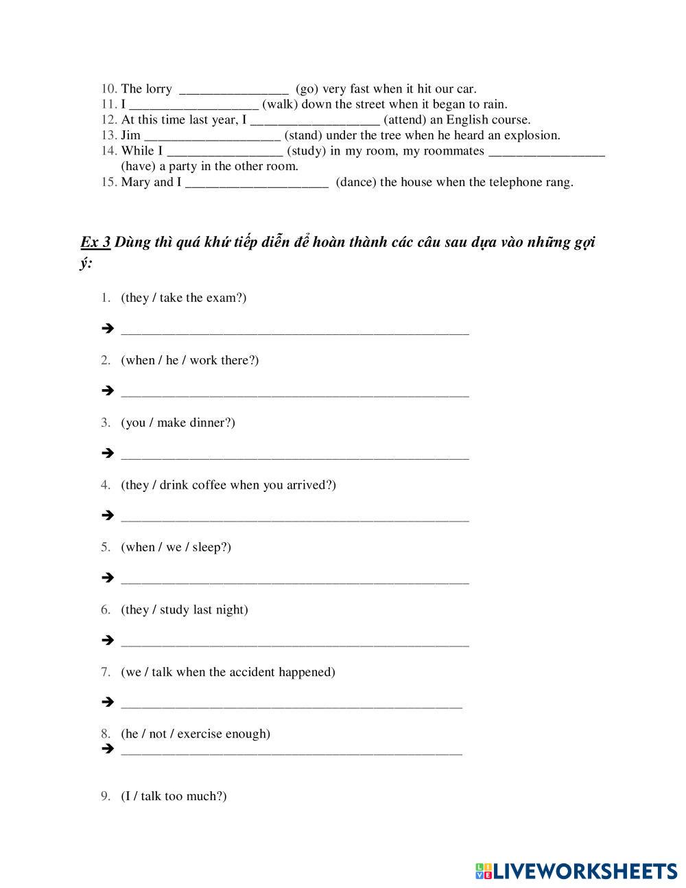past simple vs past continuous | Live Worksheets