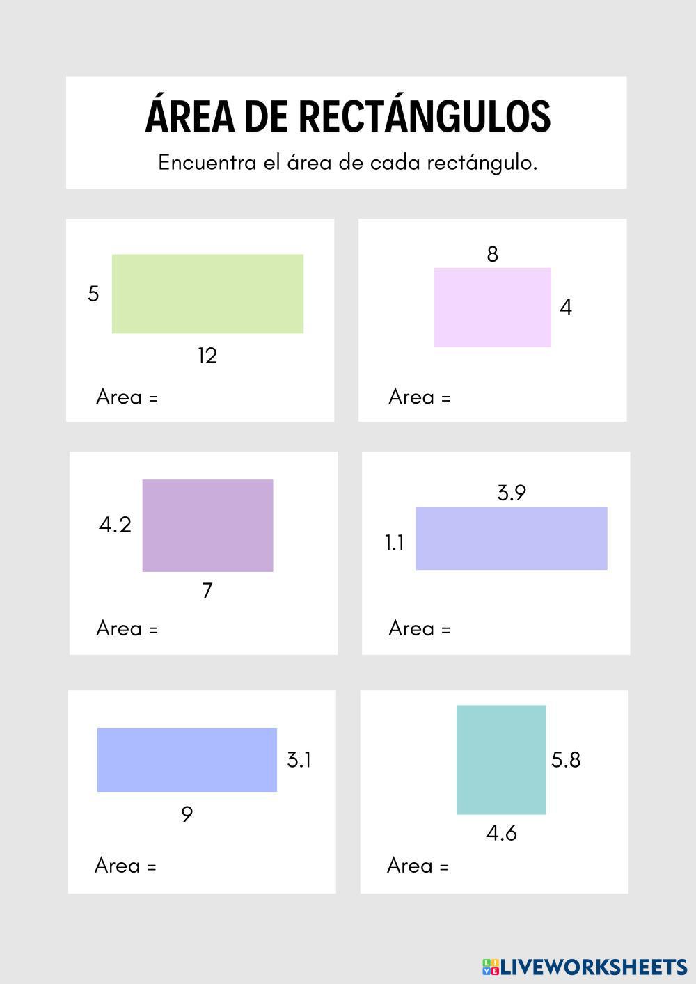 ÁREA DE RECTÁNG Free Interactive Worksheets 7145023