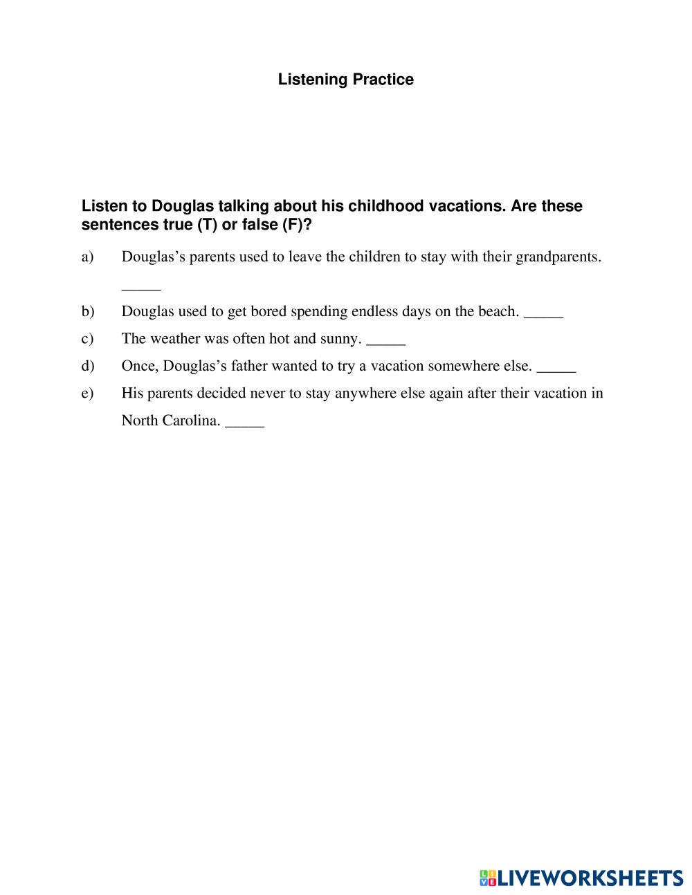 Listening Practice Live Worksheets Listening Practice Live Worksheets