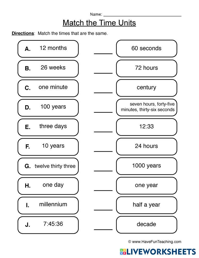 Units of time | Live Worksheets