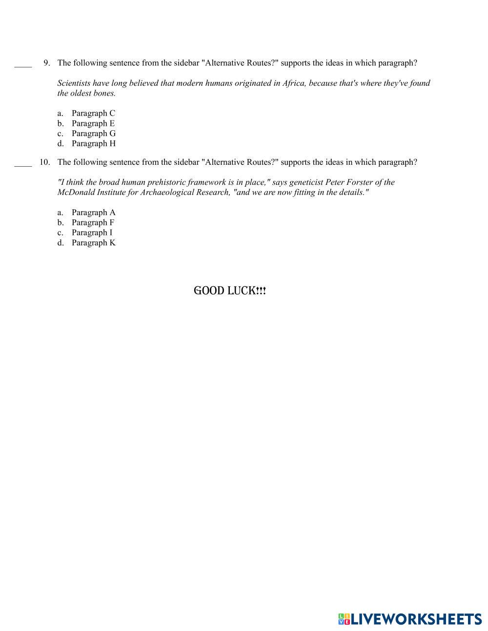 L. 9b_REX4_Unit 5A_Extra 10 questions | Live Worksheets