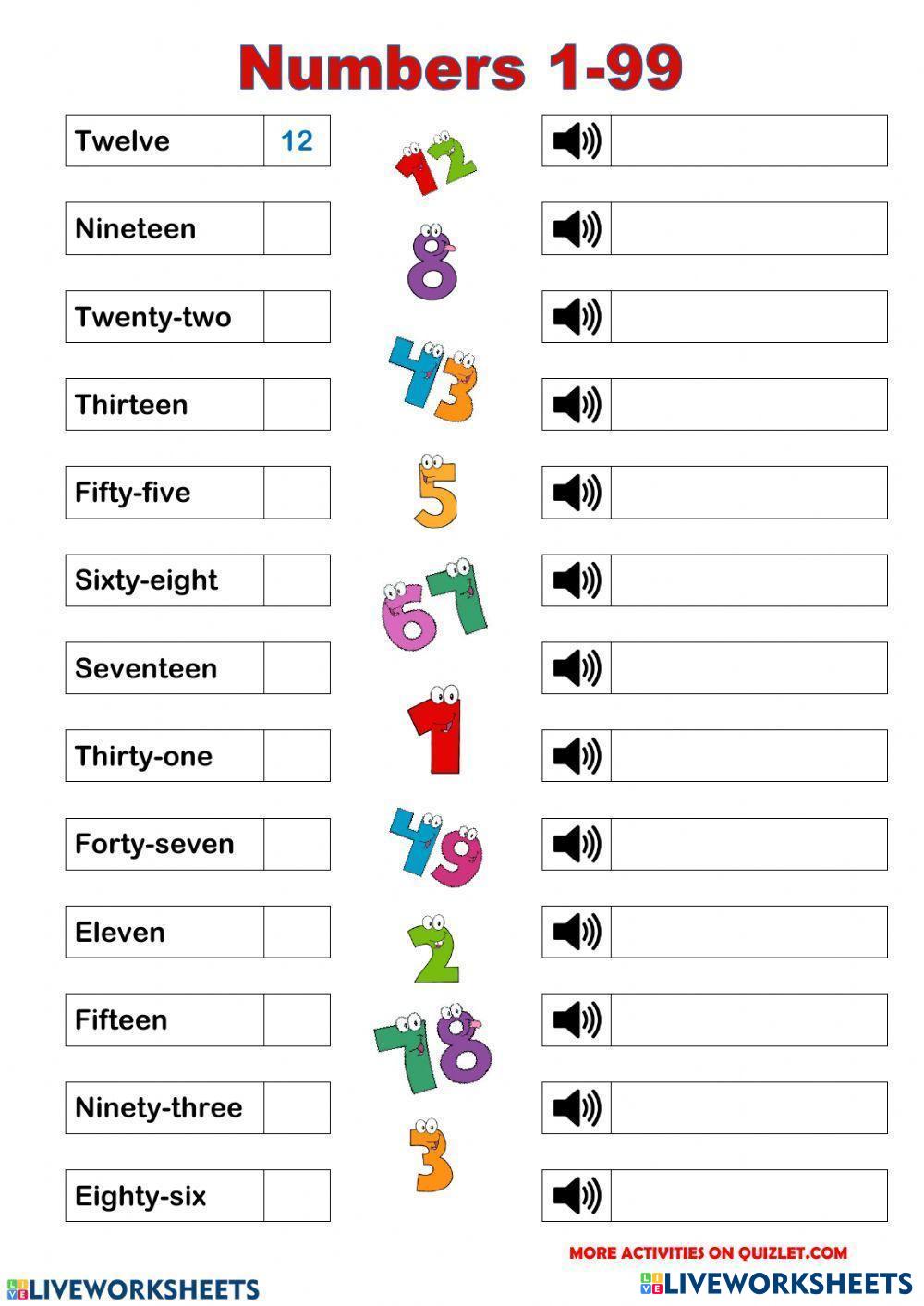 numbers-live-worksheets