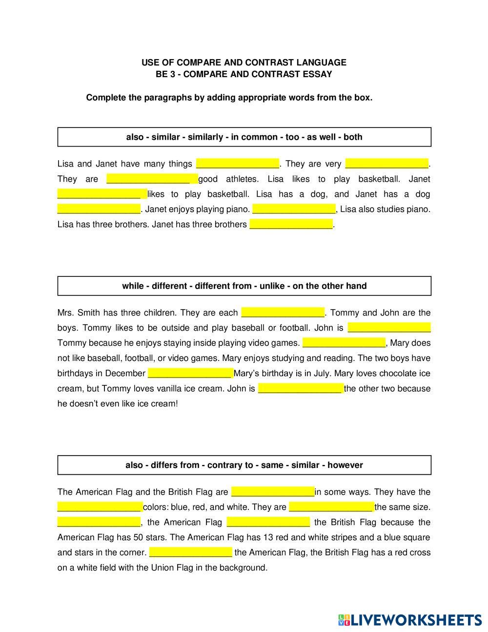 Use of Compare and Contrast Language | tmariluz27