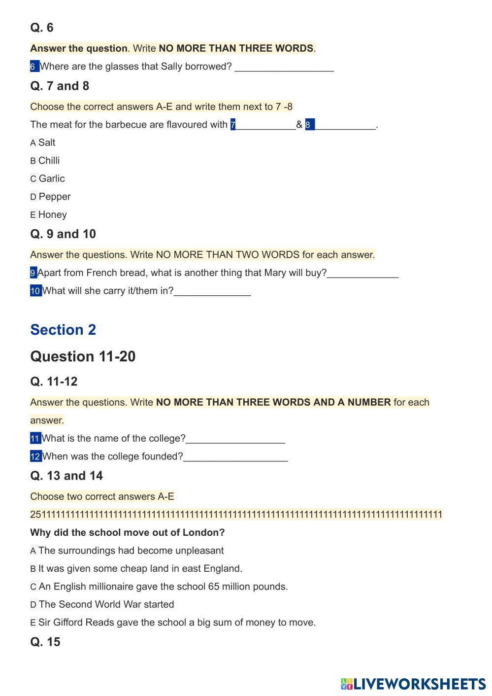 Listening Live Worksheets Listening Live Worksheets