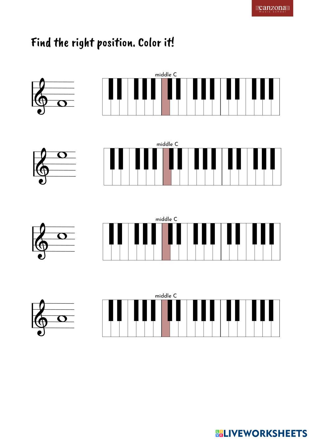 Treble Clef Notes Position | Live Worksheets