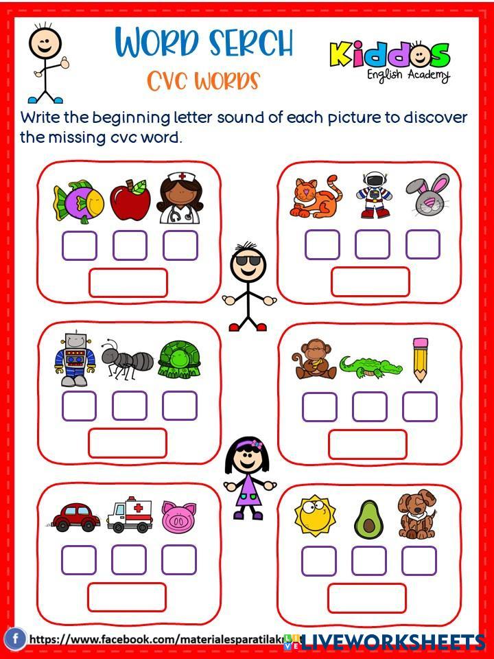 Missing CVC words | Live Worksheets