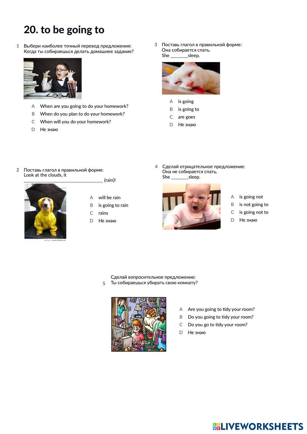 19. to be going to Live Worksheets