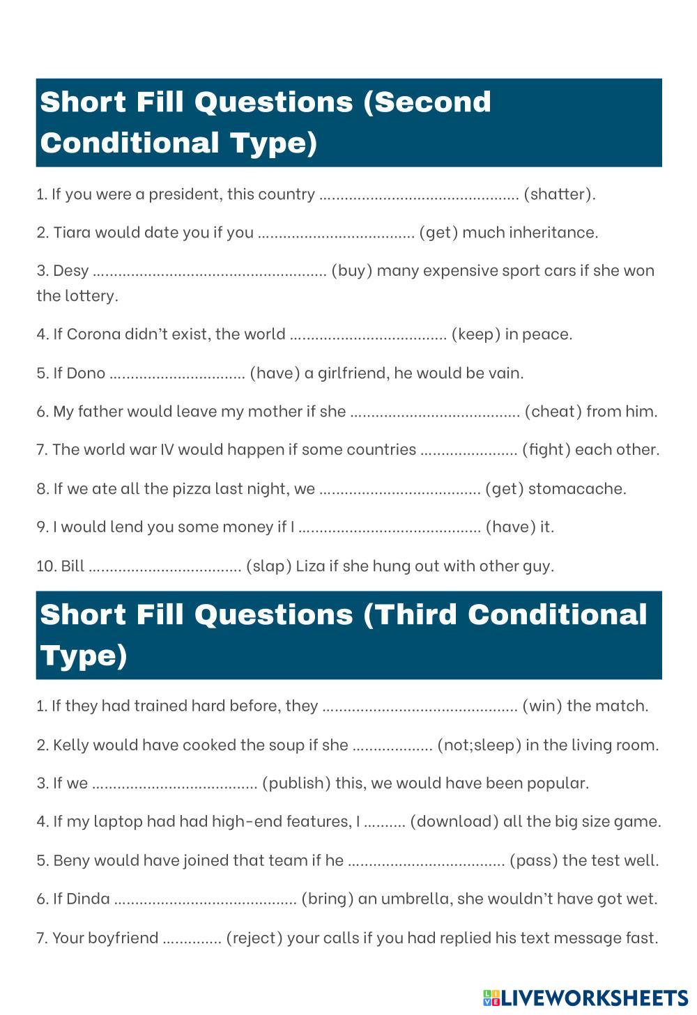 English Quiz (Conditional Sentences) 7185016 | SMAS