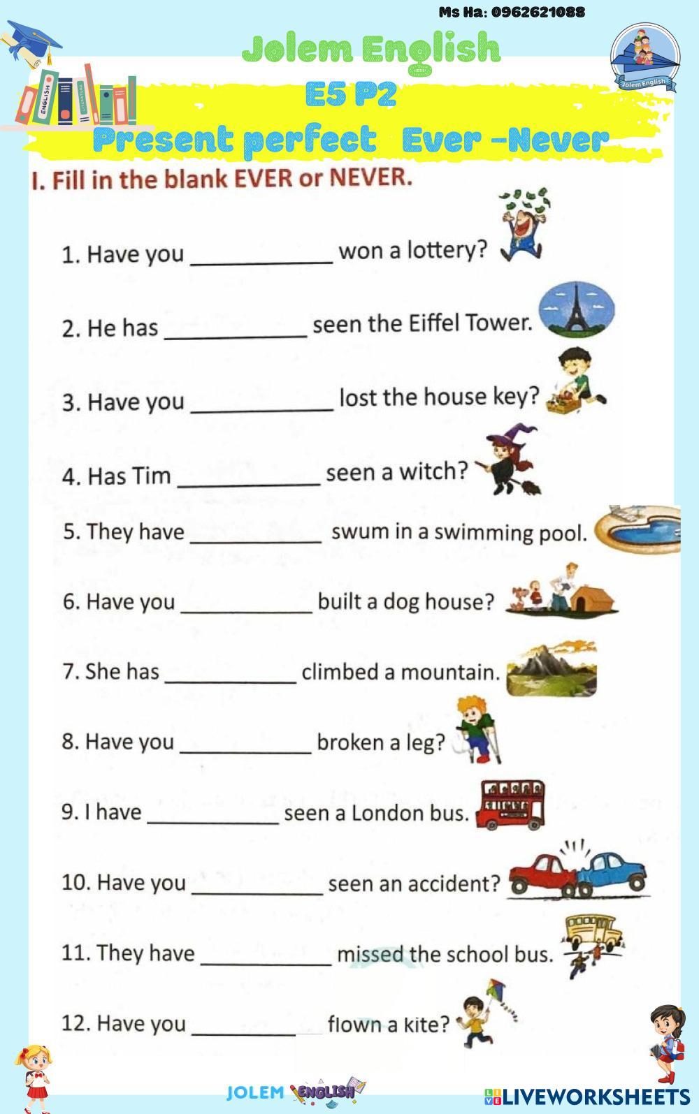 PRESENT PERFECT EVER NEVER LiveWorksheets 7192340 present-perfect-ever-never-liveworksheets-7192340