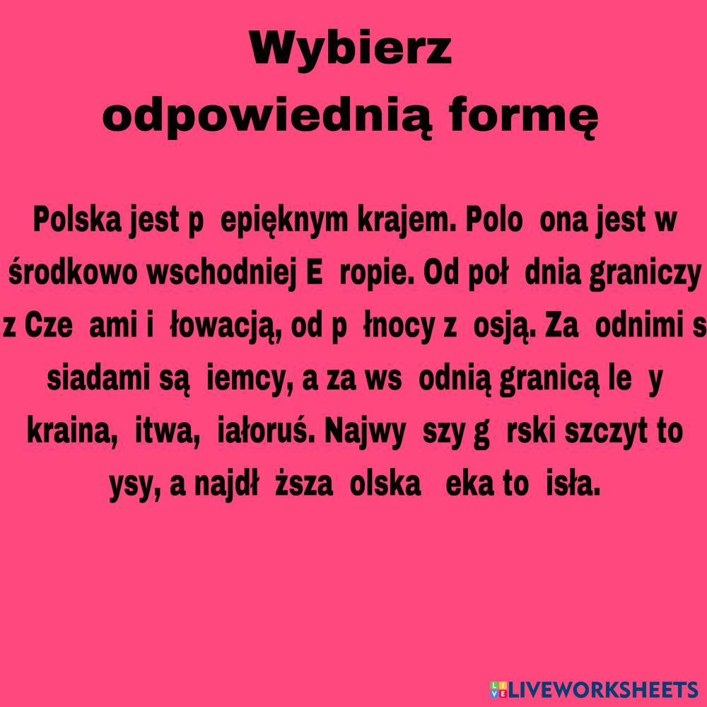 Dyktando Klasa 3 Z ó Dyktando | Live Worksheets
