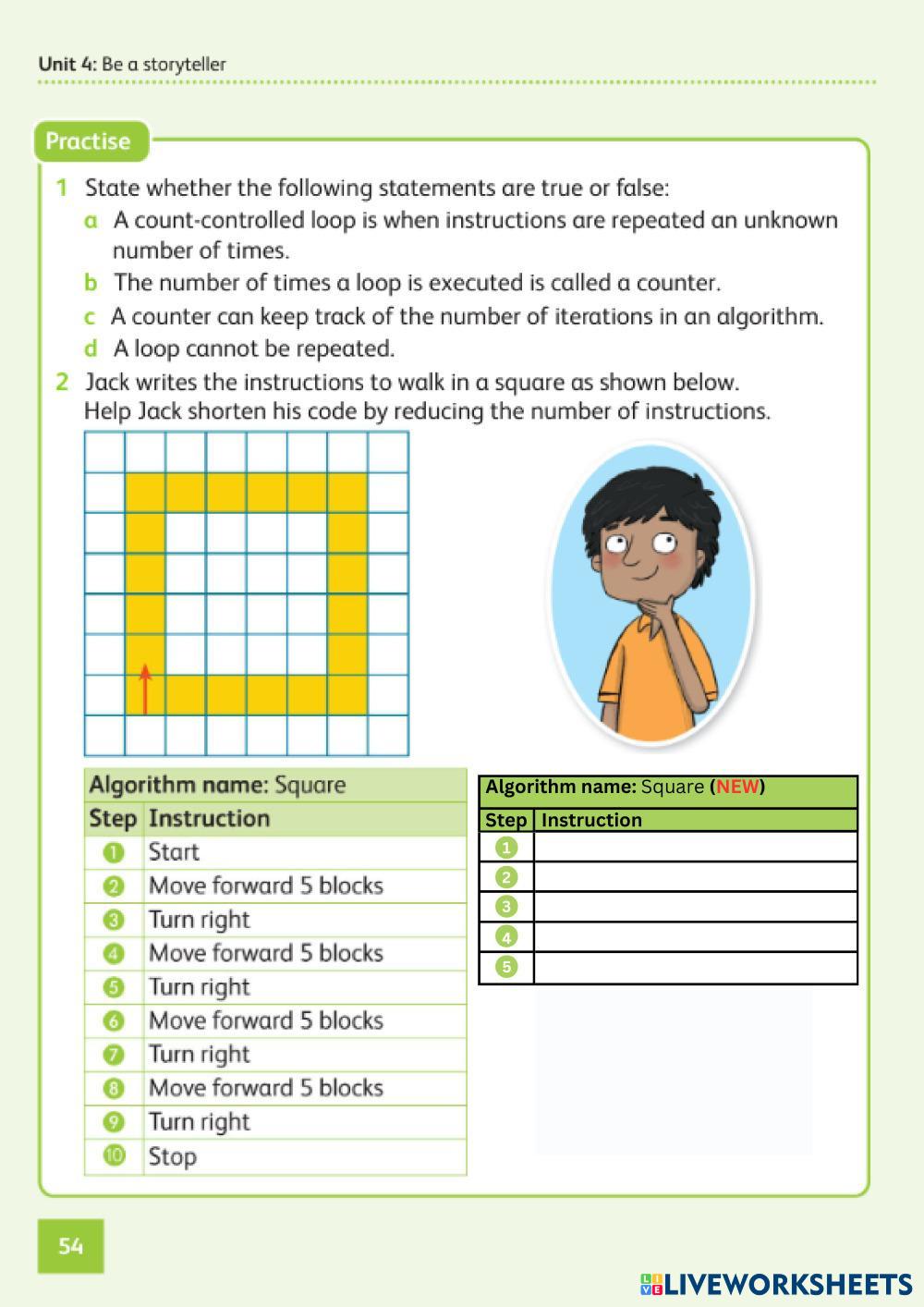 7507990 | Grade 3.1 U4: Algorithms|Make algorithms