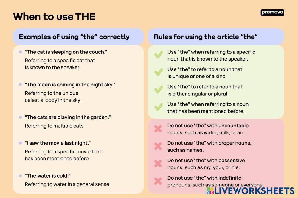 When to use the live worksheets