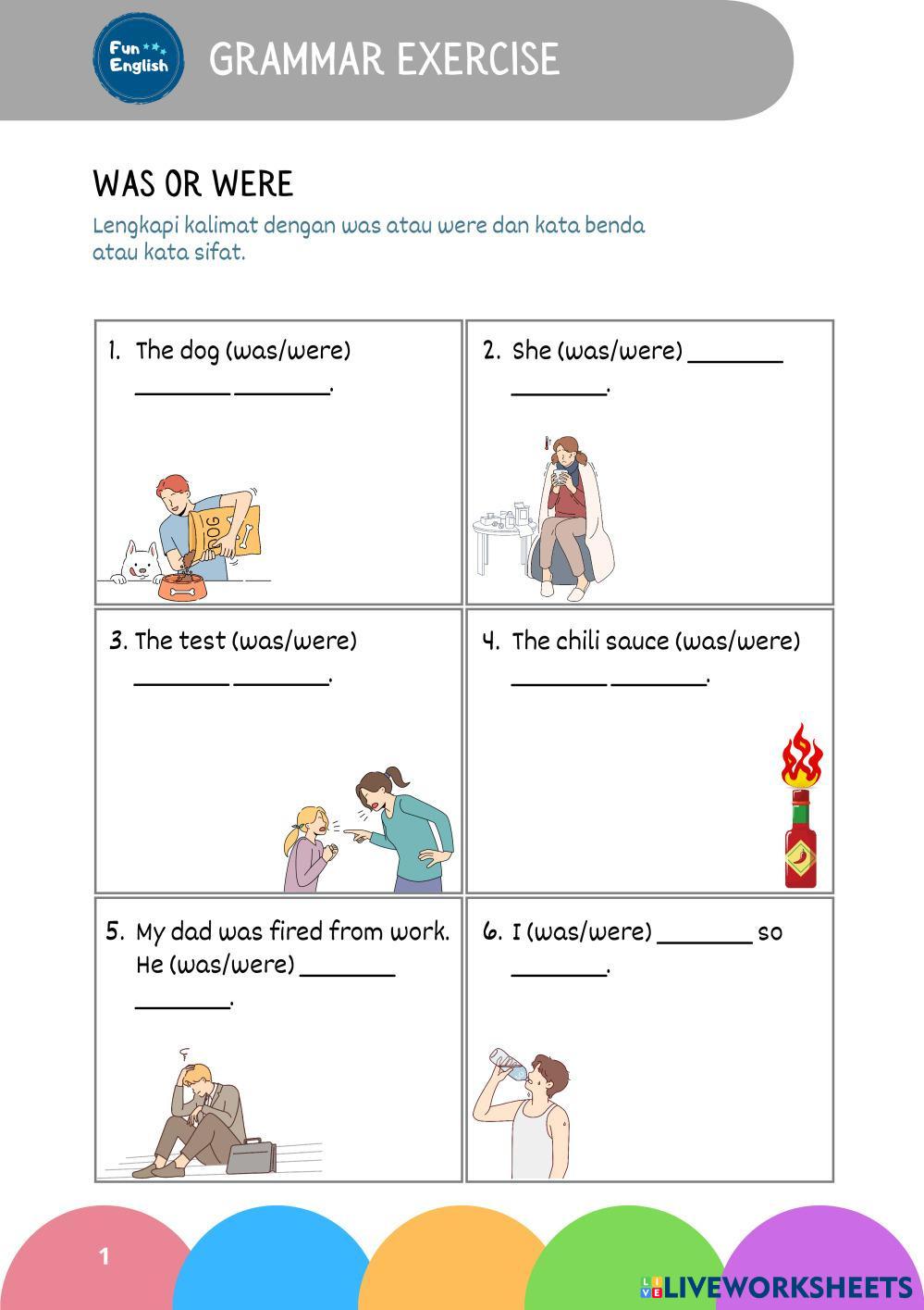 Was or Were worksheet for Beginner Live Worksheets