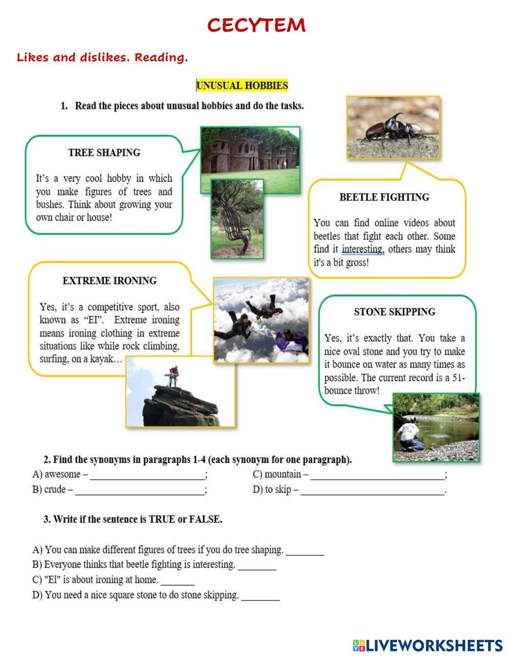 READING LIKES A… | Free Interactive Worksheets | 7536808