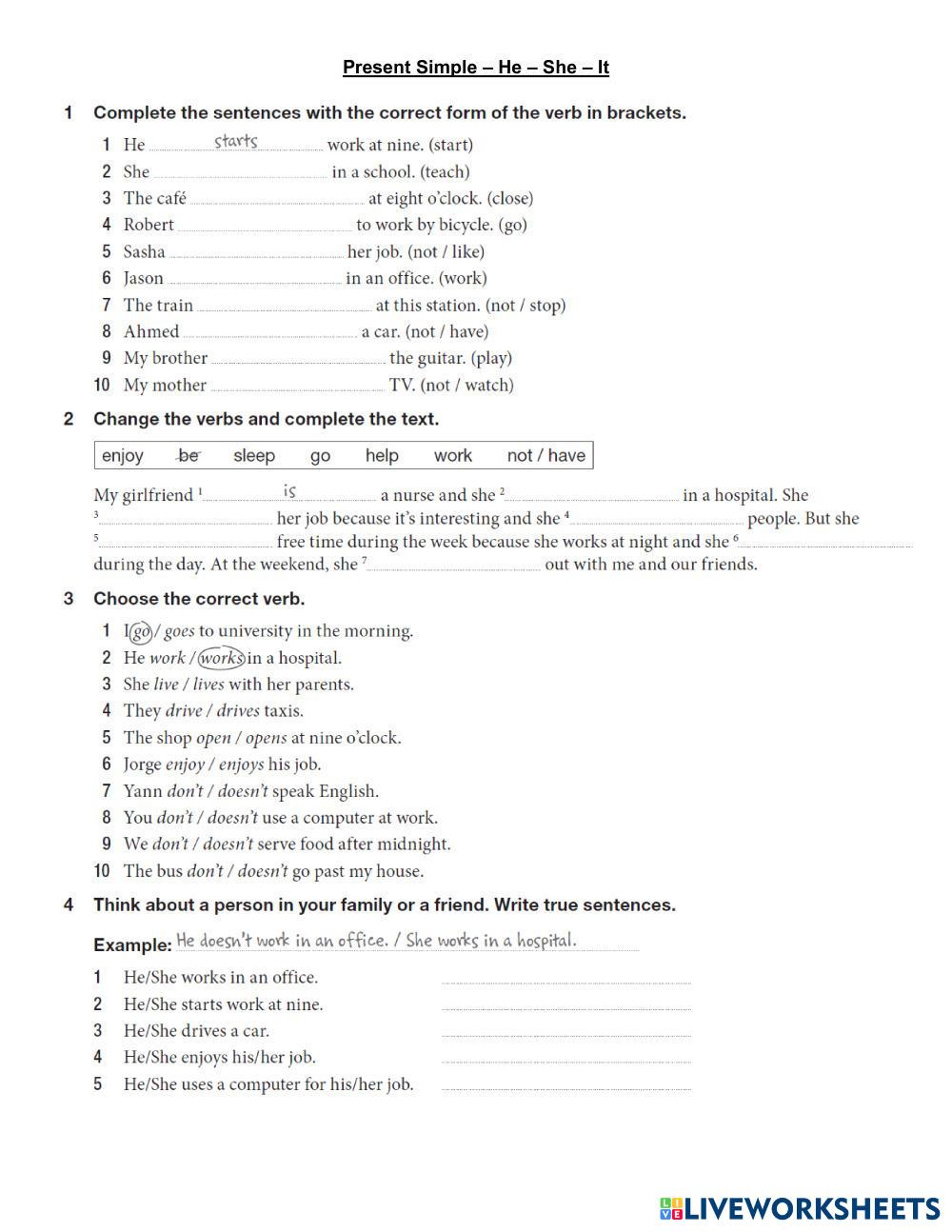 Present Simple … | Free Interactive Worksheets | 7907154