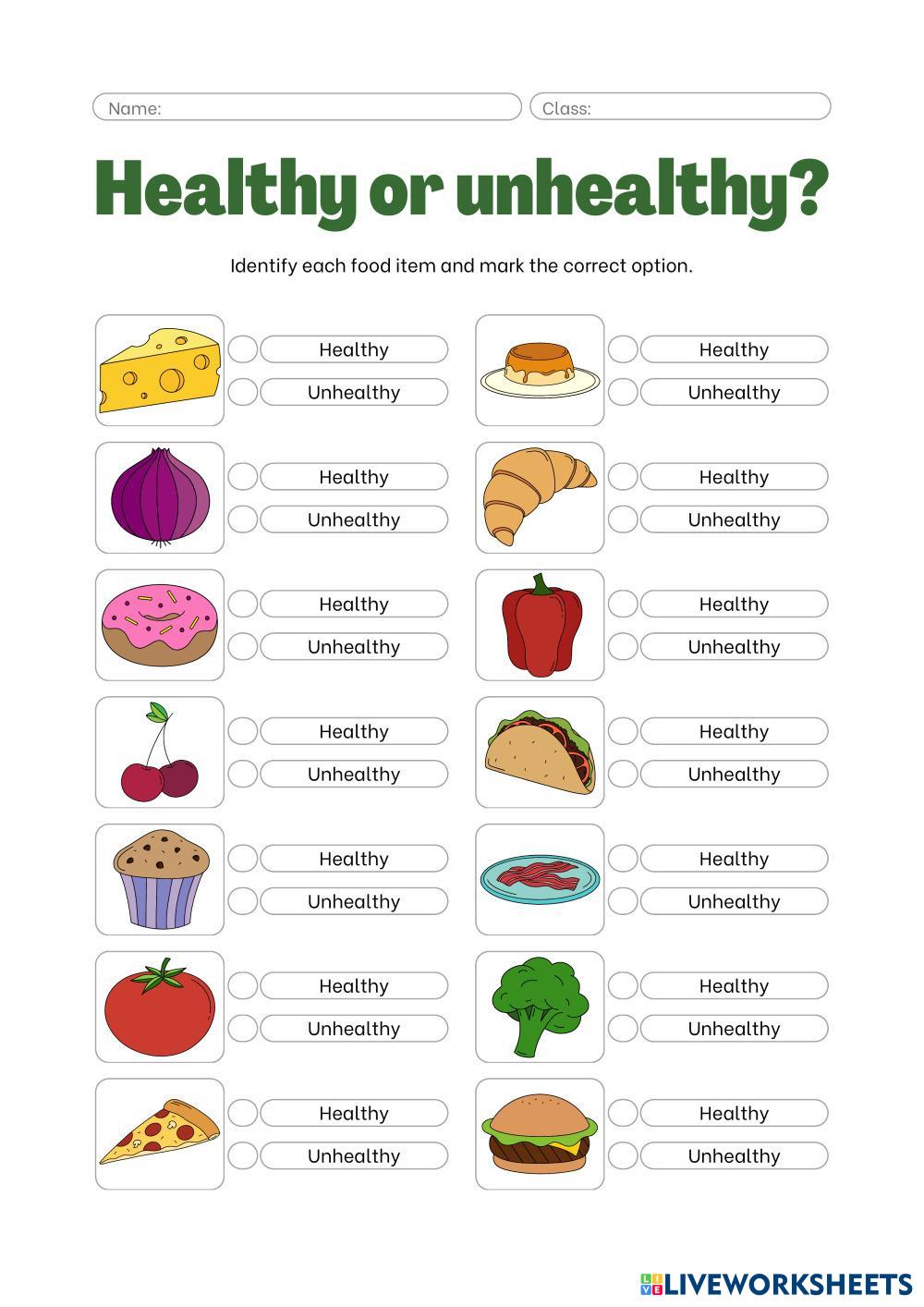 Healthy Or Unhealthy Foods Live Worksheets healthy-or-unhealthy-foods-live-worksheets