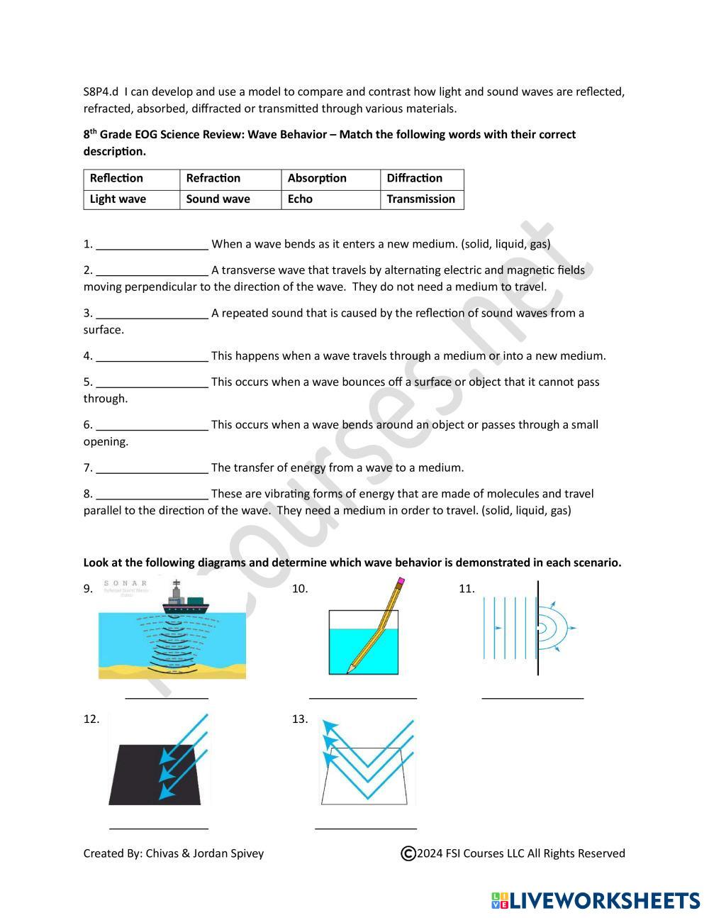 7548645 8th grade eog science review wave behavior