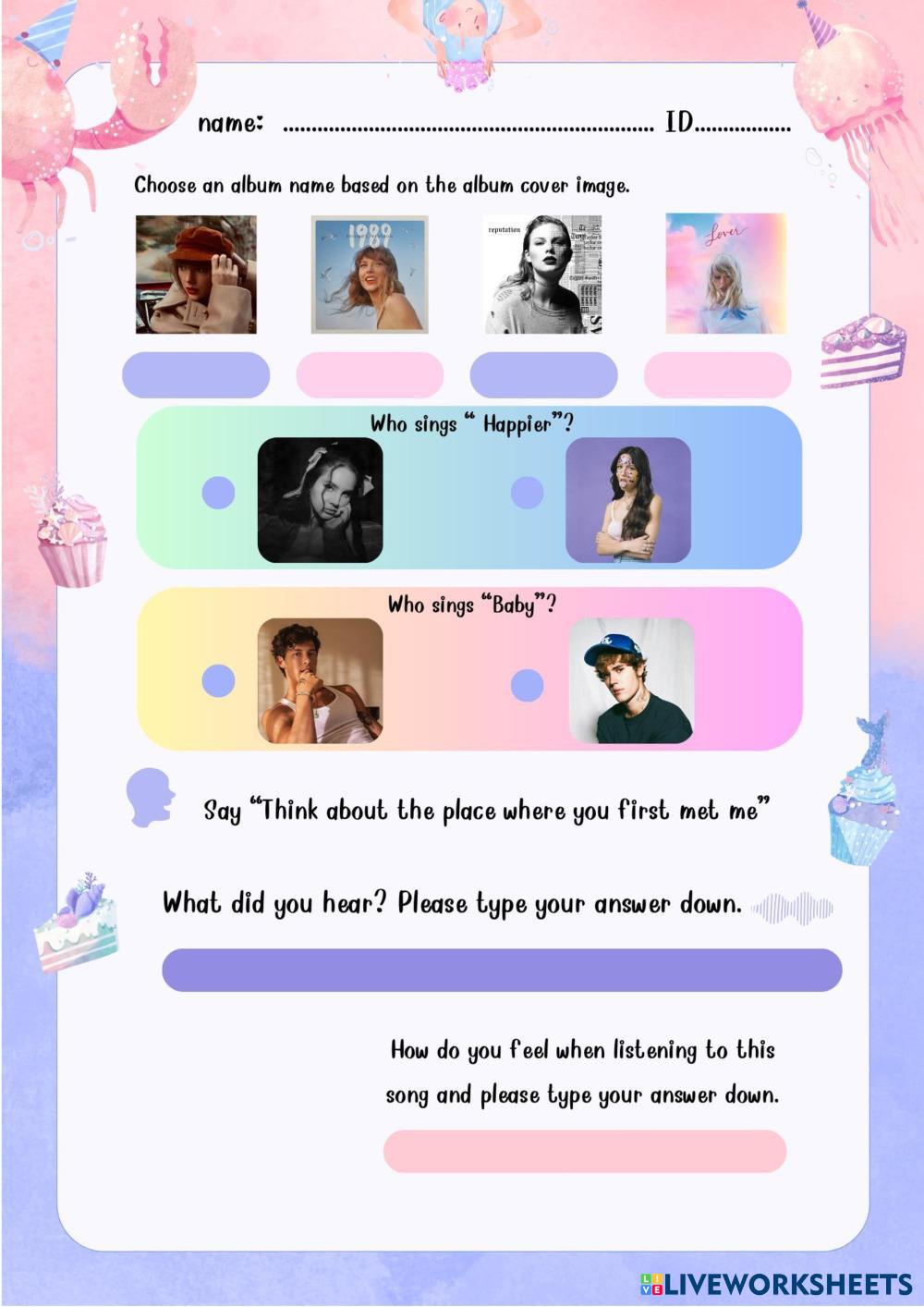 Song | Live Worksheets