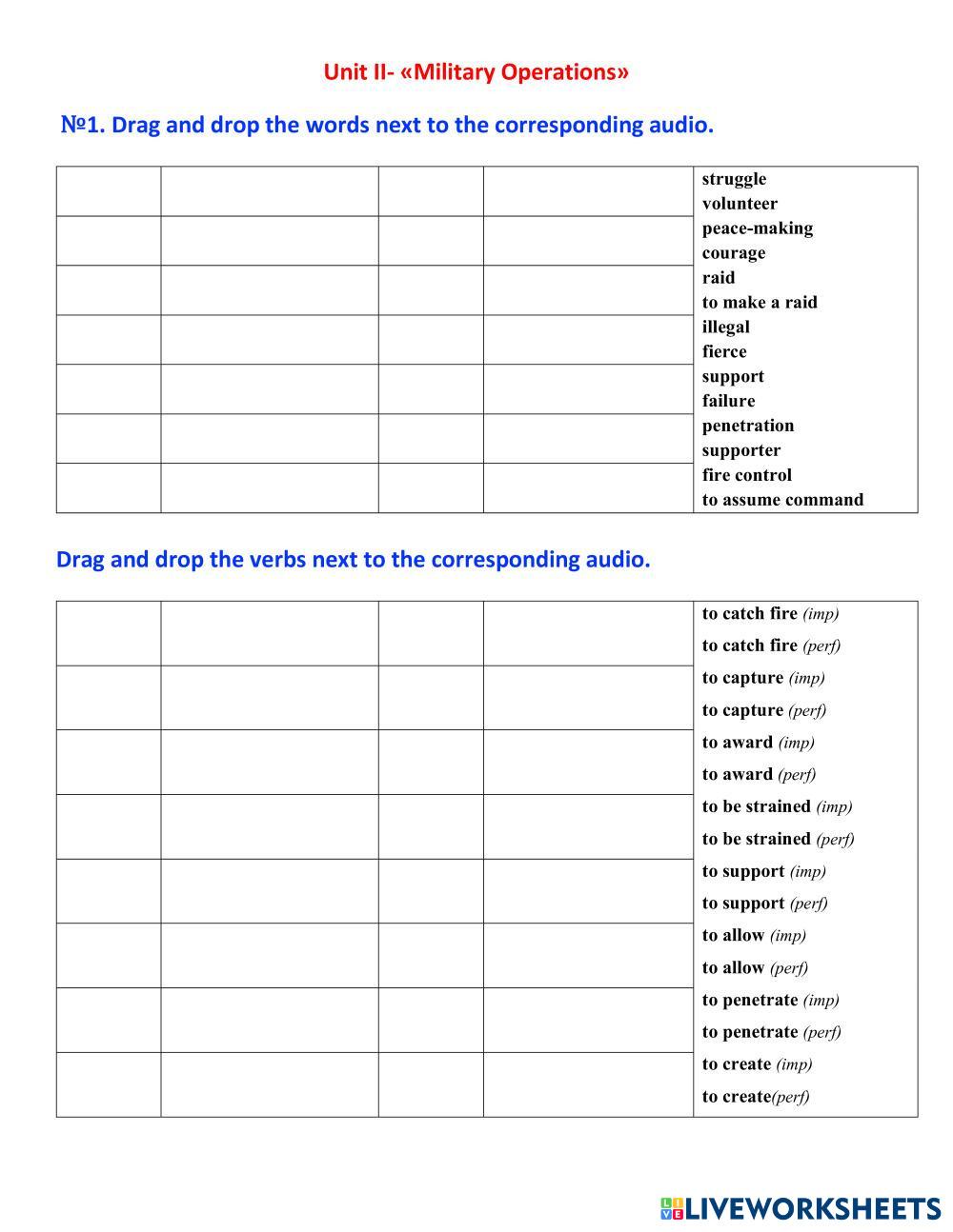 CWE 2 Military Operations Unit II Ex 1 Live Worksheets cwe-2-military-operations-unit-ii-ex-1-live-worksheets