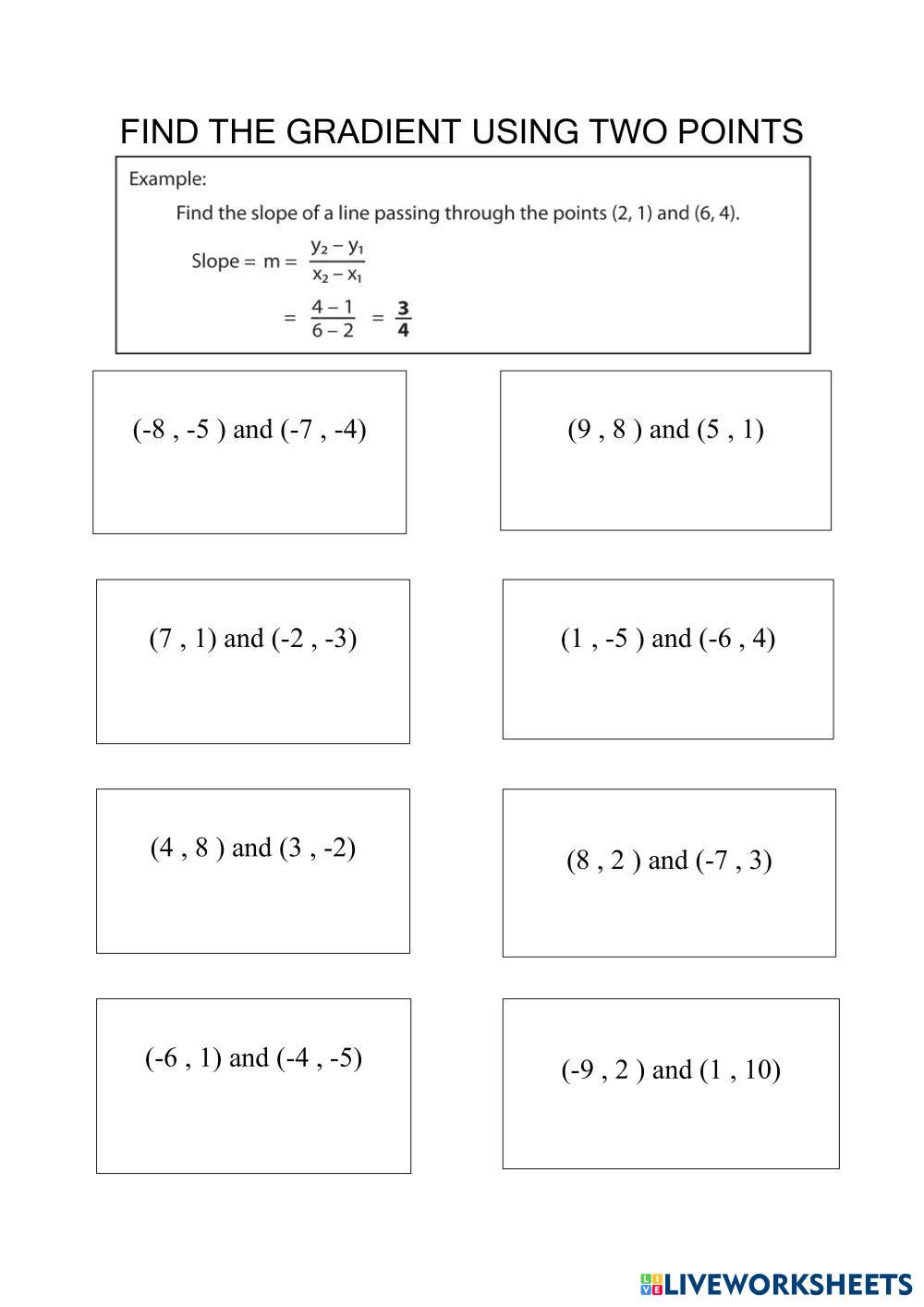 Gradient from Two points | LiveWorksheets | 7609472