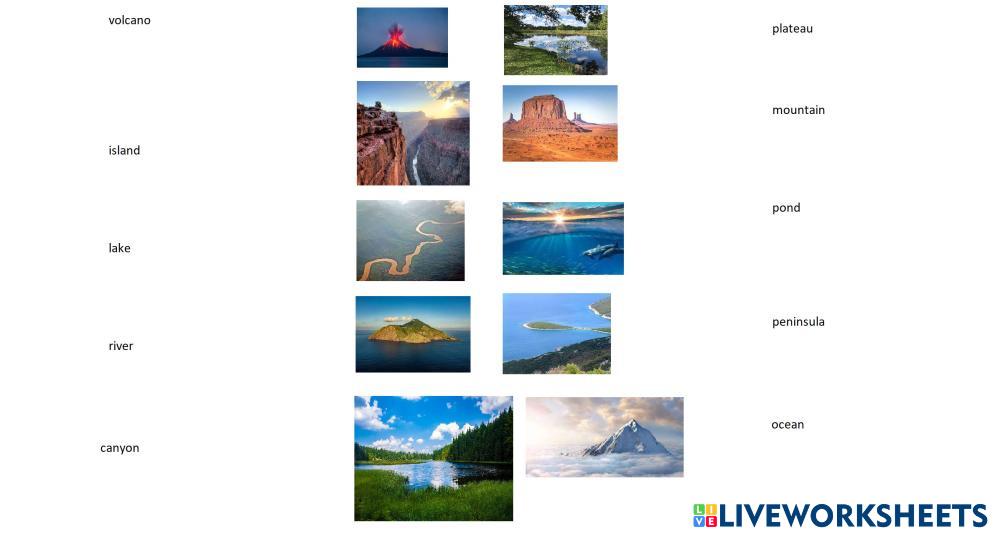 Landform Matching Activity Live Worksheets