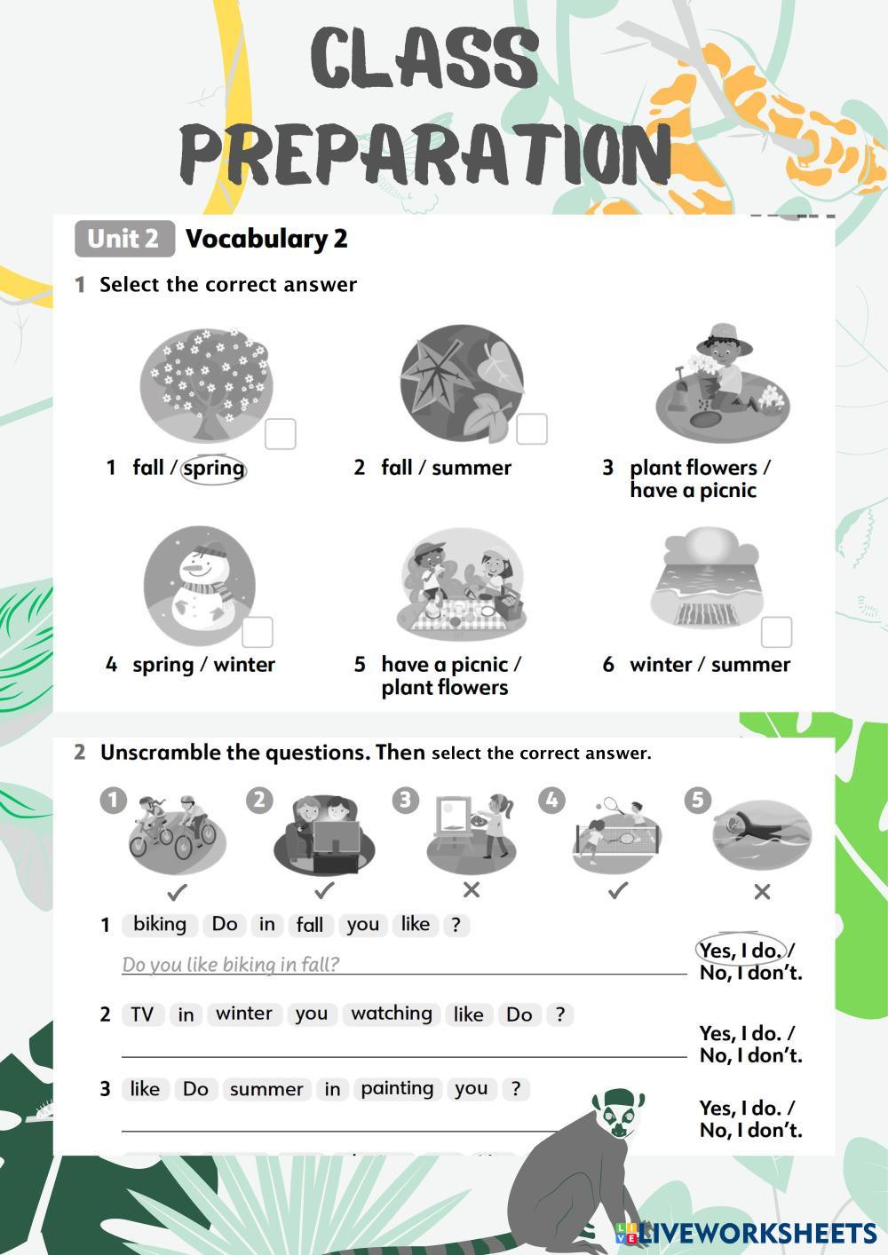 Seasons - Likes and dislikes | Live Worksheets
